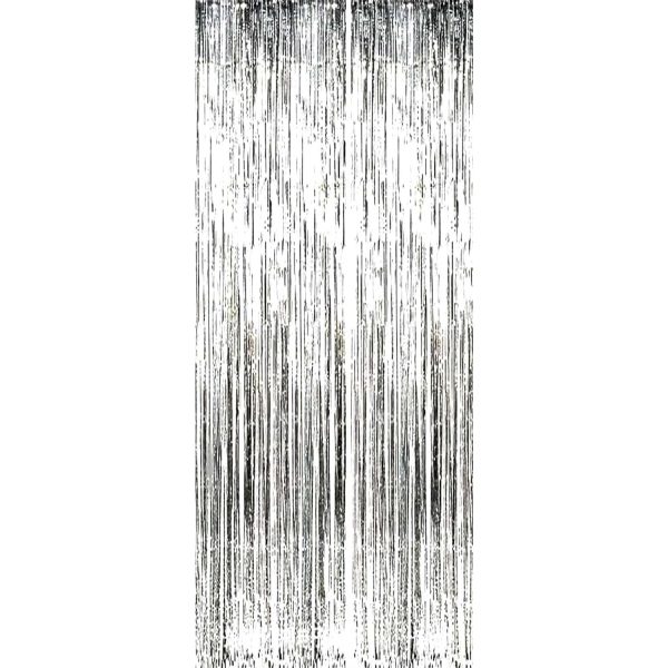 Perdea Franjurata, Flippy, Model Decor Petrecere, pentru Fundal de Poze, Amenajare Colorata a Petrecerii, Dimensiune 100x200 cm, Argintiu