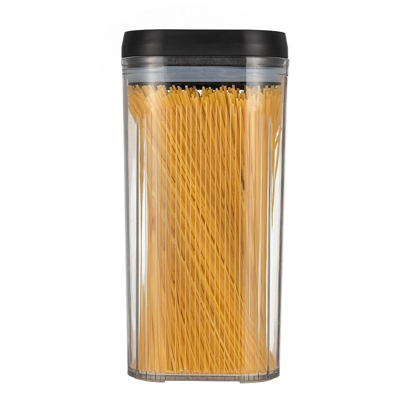 Cutie de Depozitare Alimente, Flippy, tip Container, 2.5L, Recipiente pentru Cereale in Bucatarie,  Transparente cu Capac Negru