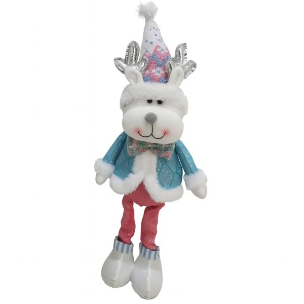 Figurina de Craciun Ren cu Palarie, Flippy, Figurina Decorativa Ren de Craciun pentru Sarbatorile de Iarna, 52 x 17 x 8 cm, Multicolor