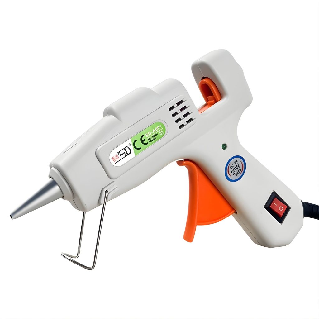 Pistol de Lipit cu Silicon la cald, Flippy, 20 W, pentru Batoane 7 mm, Duza din Aluminiu Anti-picurare, Incalzire Rapida, pentru Bricolaj, Artizanat și Reparatii, Alb