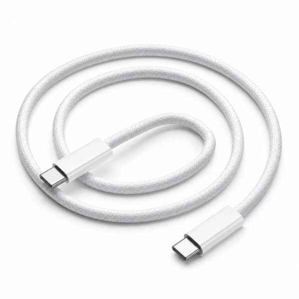 Cablu de Date si Incarcare USB-C la USB-C, Flippy, 100W, Compatibil iPhone 15/Huawei/Xiaomi, Textil Impletit, 1.5 m, Alb
