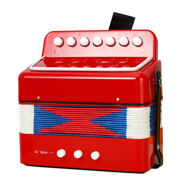 Acordeon Pentru Copii, Flippy, Acordeon Jucarie pentru Educatie Timpurie, 7 butoane 2 bass, Acordeon Instrument Muzical pentru Copii, 18 x 17 x 10 cm, Rosu