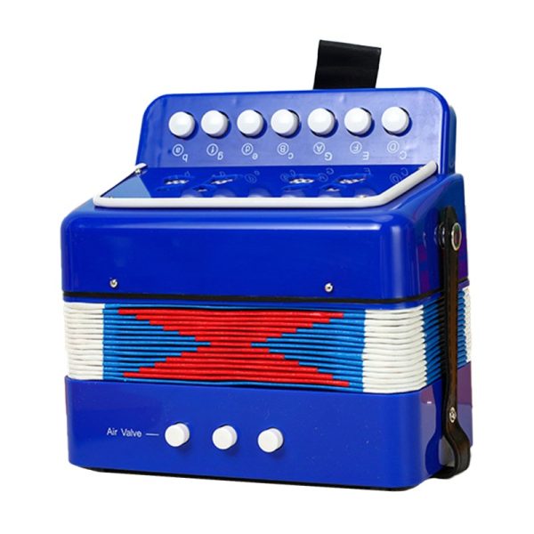 Acordeon Pentru Copii, Flippy, Acordeon Jucarie pentru Educatie Timpurie, 7 butoane 2 bass, Acordeon Instrument Muzical pentru Copii, 18 x 17 x 10 cm, Albastru