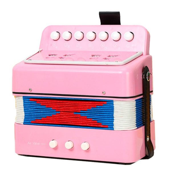 Acordeon Pentru Copii, Flippy, Acordeon Jucarie pentru Educatie Timpurie, 7 butoane 2 bass, Acordeon Instrument Muzical pentru Copii, 18 x 17 x 10 cm, Roz
