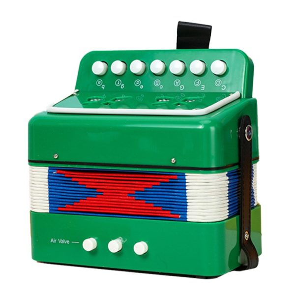 Acordeon Pentru Copii, Flippy, Acordeon Jucarie pentru Educatie Timpurie, 7 butoane 2 bass, Acordeon Instrument Muzical pentru Copii, 18 x 17 x 10 cm, Verde