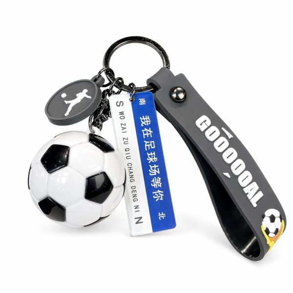 Breloc Chei, Flippy, Model Minge de Fotbal, Mesaj Următoarea Oprire: Stadion de fotbal, Cupa Mondiala, Accesoriu Pentru Chei si Rucsac, Material Acril, 50 g, Albastru/Negru