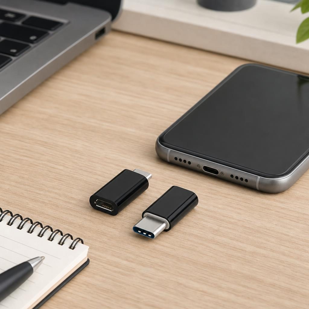 Adaptor micro USB (mama) to Type-C(tata) cu Agatatoare Breloc inclusa, Negru - Image 10