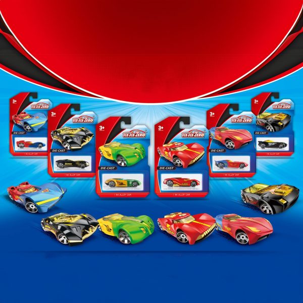 Set 6 Masinute Sport Metalice, Flippy, Tip Alloy Race Cars S54, 1:64, Masinute pentru Copii, Jucarii Metalice, 8 x 3.2 x 2.2 cm per unitate, Mix Colorate