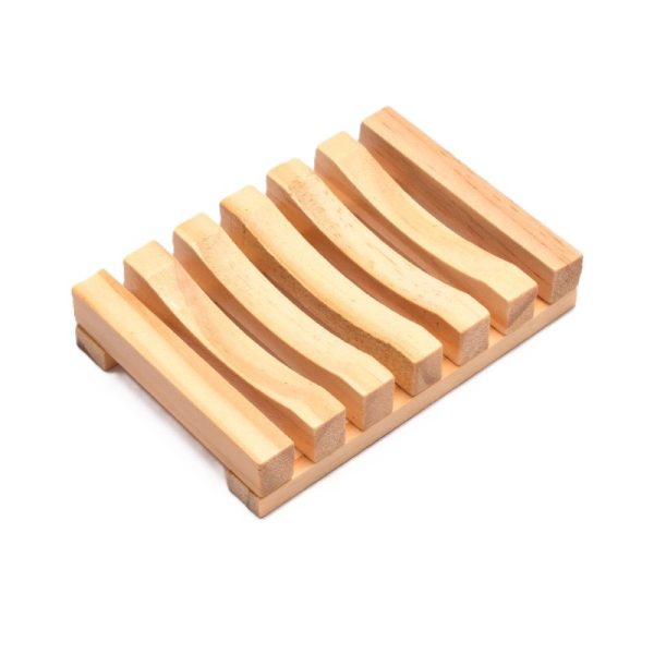 Savonieră, Flippy, din Lemn de Bambus, cu Sistem de Scurgere a Apei, Design Ventilat pentru Uscare Rapidă, 11.5 x 8 cm, Natur