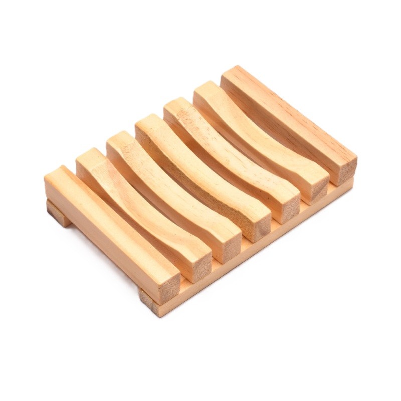 Savonieră, Flippy, din Lemn de Bambus, cu Sistem de Scurgere a Apei, Design Ventilat pentru Uscare Rapidă, 11.5 x 8 cm, Natur