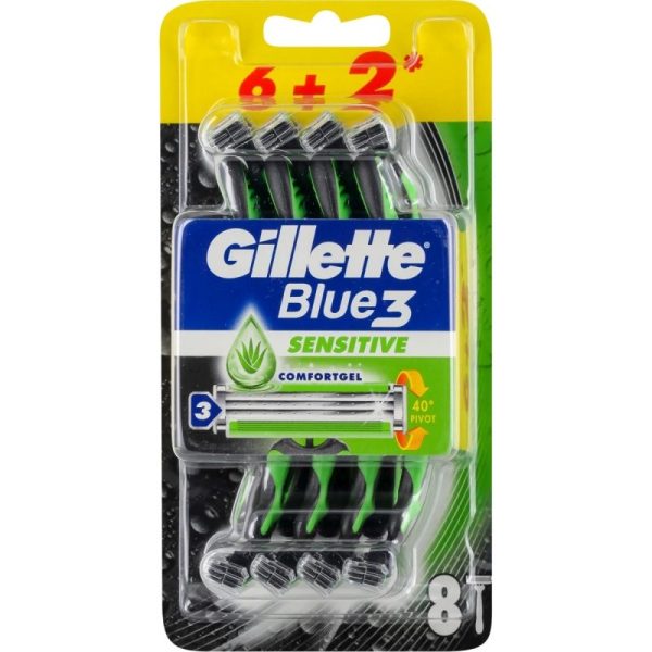 Aparat de Ras, Gillette, Blue3 6, 2 buc Sensitive