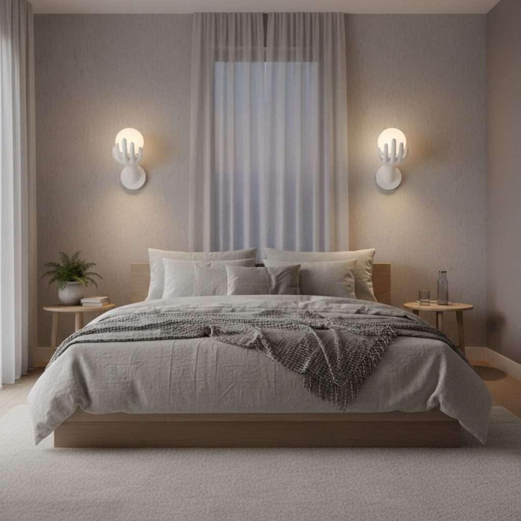 Aplica LED Decorativa MANO, 15x30cm, 1xE27, Sticla si Resina, Alb