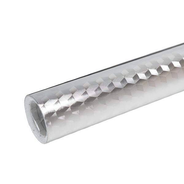Autocolant pentru Bucătărie, Flippy, Tip Folie de Aluminiu, Rezistent la Ulei, Umezeală, Temperaturi Inalte, pentru Dulapuri, Perete, Blat, Argintiu, 60cm x 1m