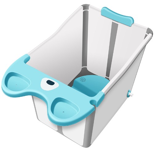 Cada Pliabila pentru Baie, Flippy, din PP+TPE, pentru Copii +6 Luni, Model Ursulet, Scaun de Interior, Detasabil, 82 x 50 x 54 cm, Albastru