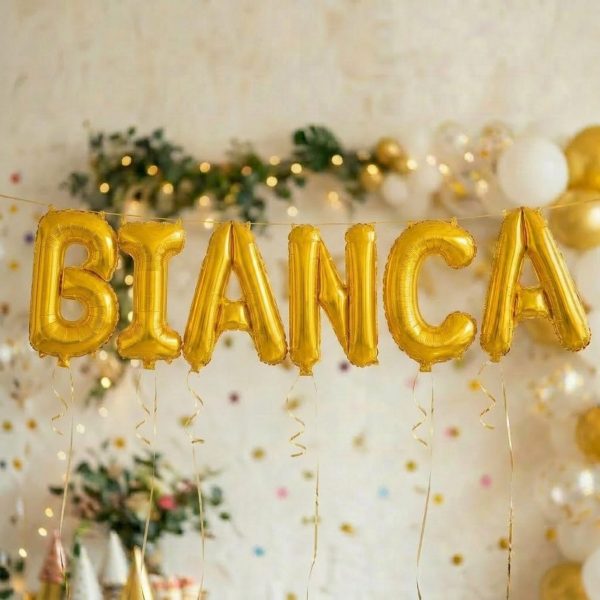 Baloane Folie Metalizate, Flippy, Set BIANCA, Heliu sau Aer, Pai inclus, 40 cm, Auriu