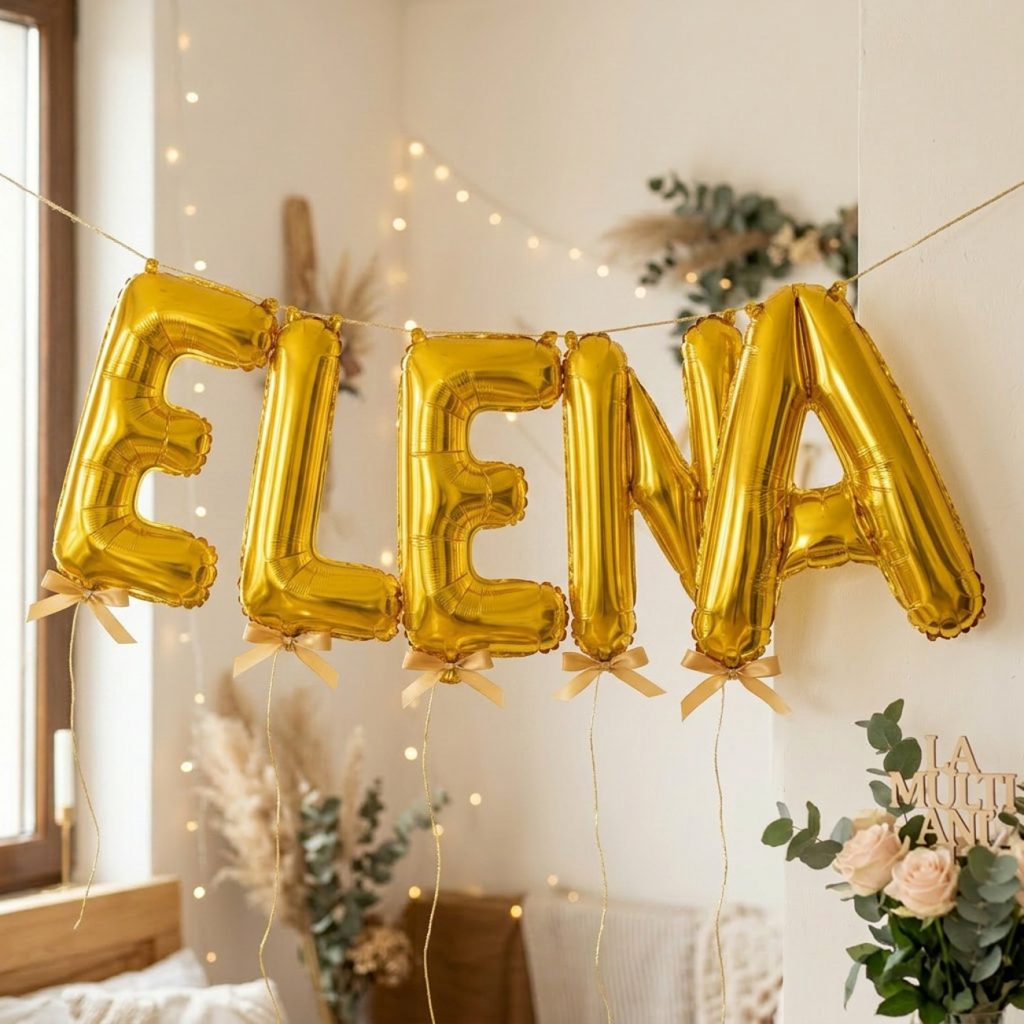 Baloane Folie Metalizate, Flippy, Set ELENA, Heliu sau Aer, Pai inclus, 40 cm, Auriu