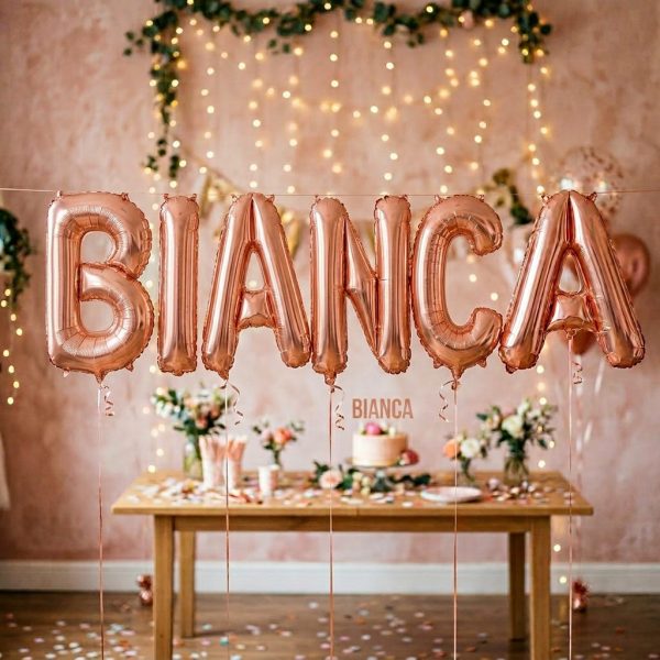 Baloane Folie Metalizate, Flippy, Set BIANCA, Heliu sau Aer, Pai inclus, 40 cm, Rose Gold