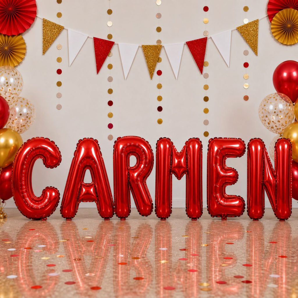 Baloane Folie Metalizate, Flippy, Set CARMEN, Heliu sau Aer, Pai inclus, 40 cm, Rosu