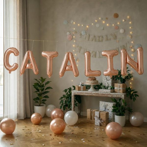 Baloane Folie Metalizate, Flippy, Set CATALIN, Heliu sau Aer, Pai inclus, 40 cm, Rose Gold