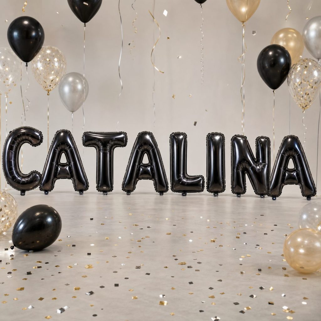 Baloane Folie Metalizate, Flippy, Set CATALINA, Heliu sau Aer, Pai inclus, 40 cm, Negru