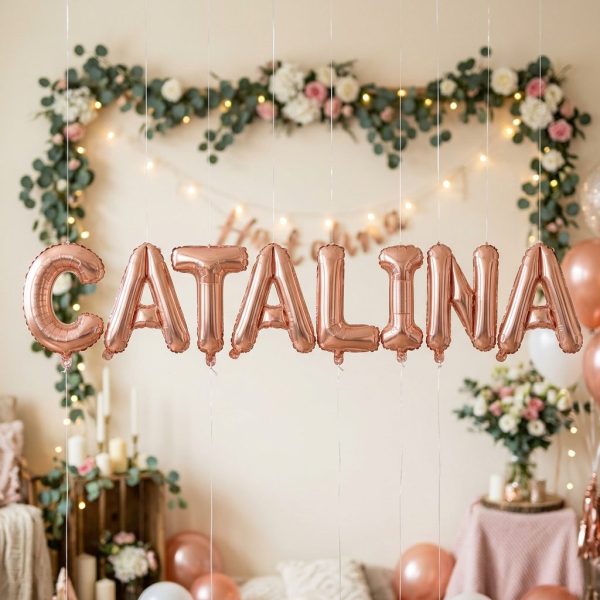 Baloane Folie Metalizate, Flippy, Set CATALINA, Heliu sau Aer, Pai inclus, 40 cm, Rose Gold