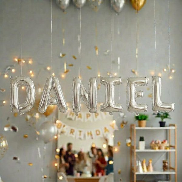 Baloane Folie Metalizate, Flippy, Set DANIEL, Heliu sau Aer, Pai inclus, 40 cm, Argintiu