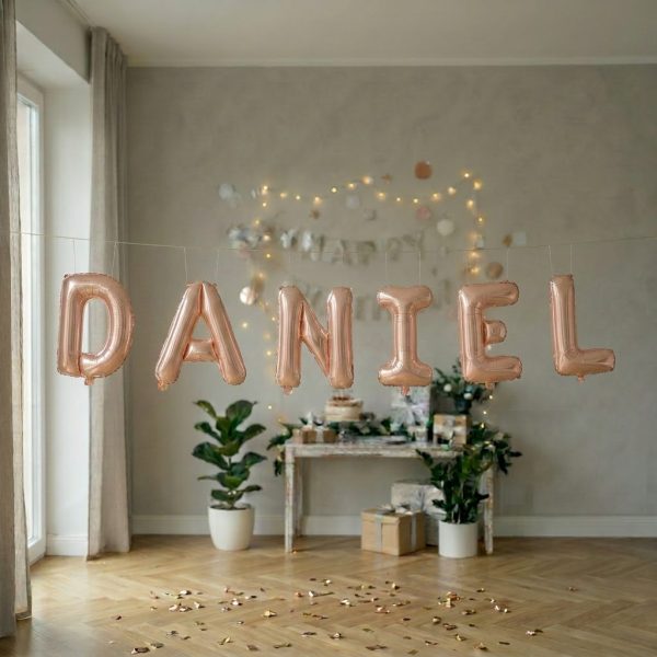 Baloane Folie Metalizate, Flippy, Set DANIEL, Heliu sau Aer, Pai inclus, 40 cm, Rose Gold