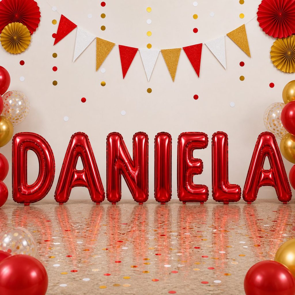 Baloane Folie Metalizate, Flippy, Set DANIELA, Heliu sau Aer, Pai inclus, 40 cm, Rosu