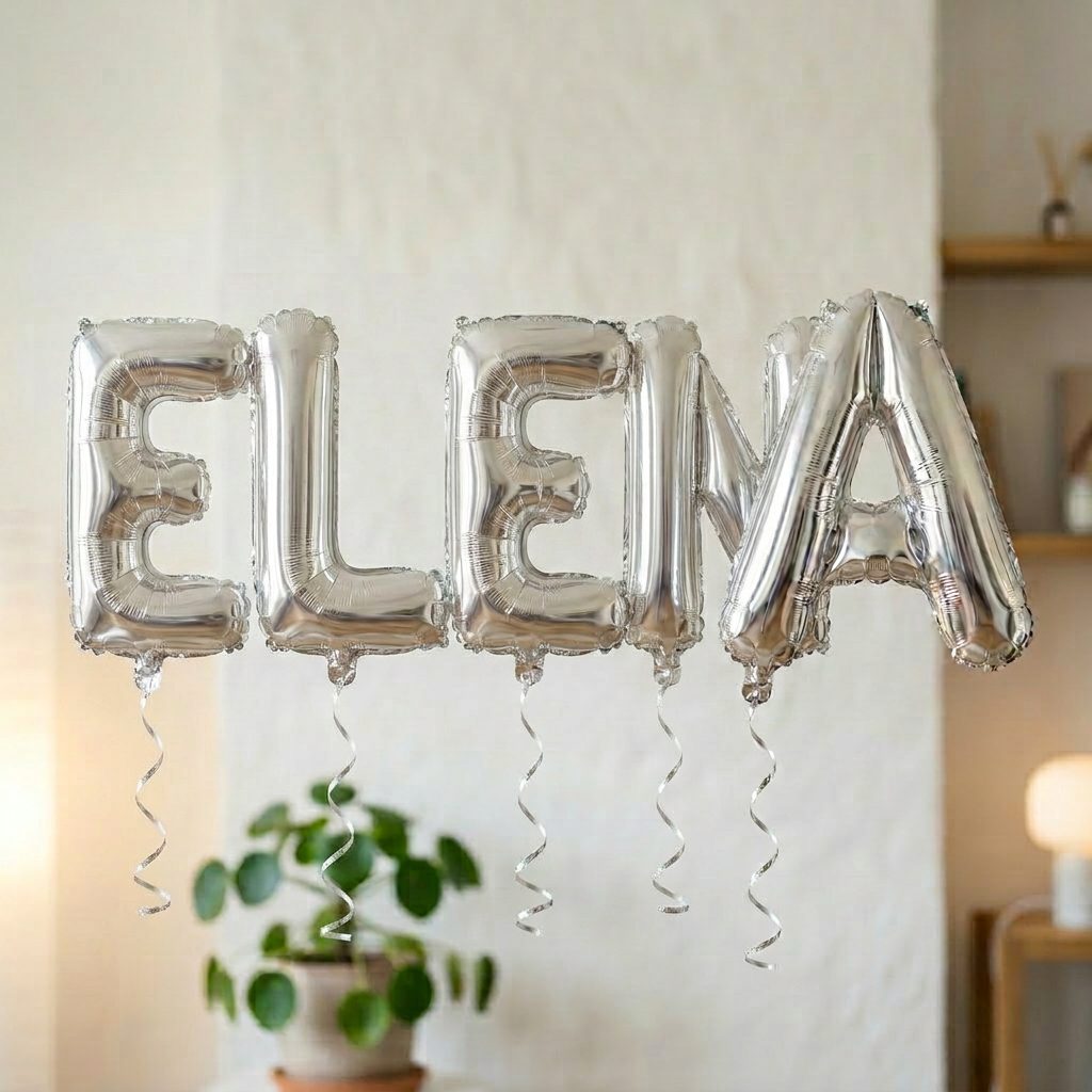 Baloane Folie Metalizate, Flippy, Set ELENA, Heliu sau Aer, Pai inclus, 40 cm, Argintiu