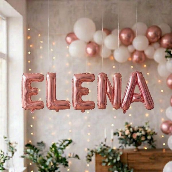 Baloane Folie Metalizate, Flippy, Set ELENA, Heliu sau Aer, Pai inclus, 40 cm, Rose Gold