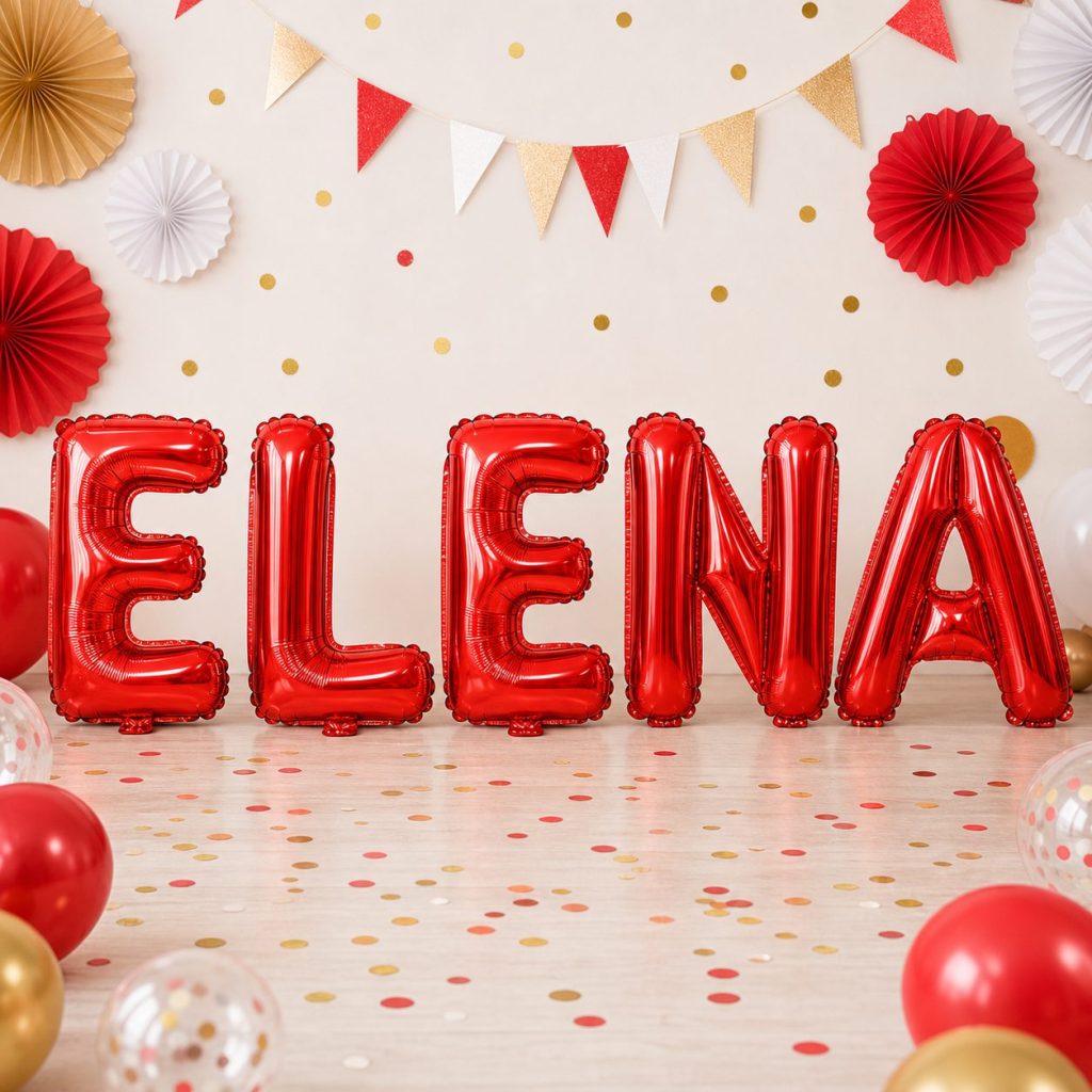 Baloane Folie Metalizate, Flippy, Set ELENA, Heliu sau Aer, Pai inclus, 40 cm, Rosu