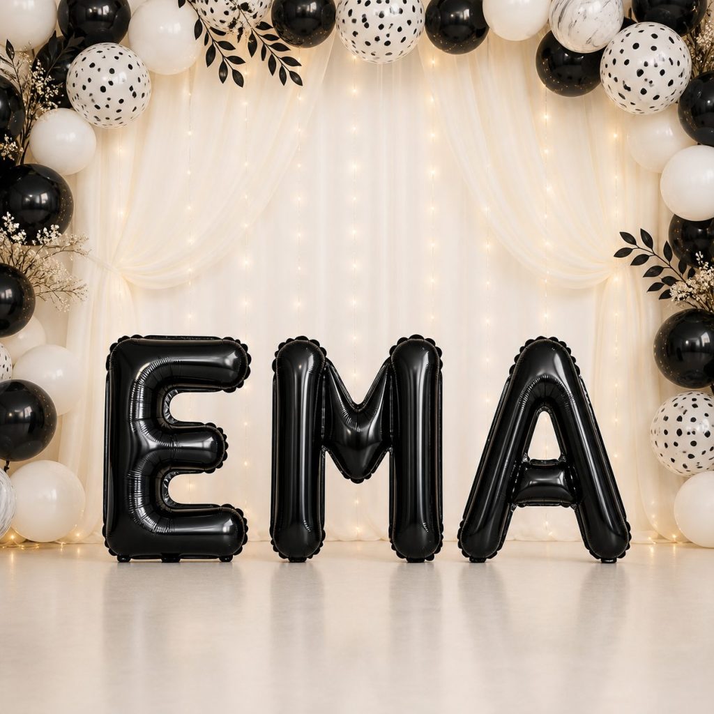 Baloane Folie Metalizate, Flippy, Set EMA, Heliu sau Aer, Pai inclus, 40 cm, Negru