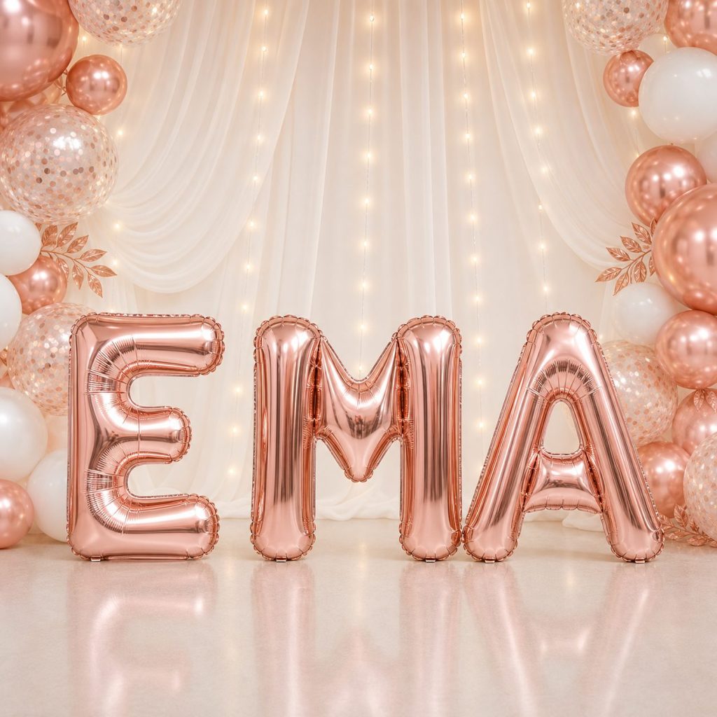 Baloane Folie Metalizate, Flippy, Set EMA, Heliu sau Aer, Pai inclus, 40 cm, Rose Gold