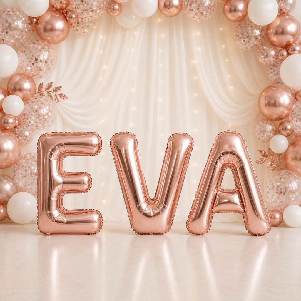 Baloane Folie Metalizate, Flippy, Set EVA, Heliu sau Aer, Pai inclus, 40 cm, Rose Gold