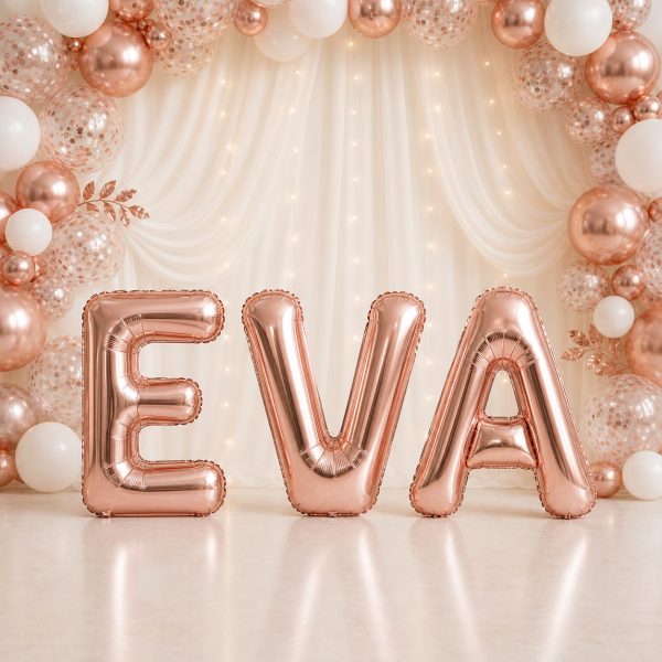 Baloane Folie Metalizate, Flippy, Set EVA, Heliu sau Aer, Pai inclus, 40 cm, Rose Gold