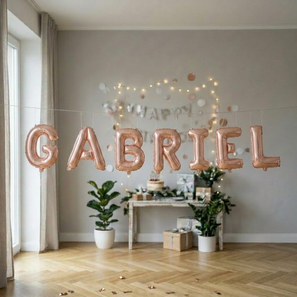 Baloane Folie Metalizate, Flippy, Set GABRIEL, Heliu sau Aer, Pai inclus, 40 cm, Rose Gold
