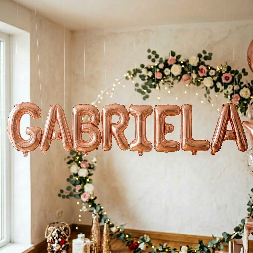Baloane Folie Metalizate, Flippy, Set GABRIELA, Heliu sau Aer, Pai inclus, 40 cm, Rose Gold