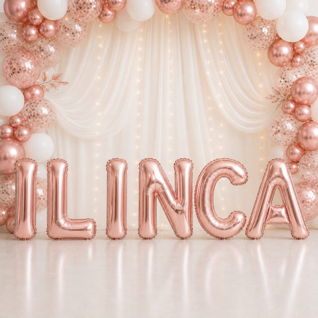 Baloane Folie Metalizate, Flippy, Set ILINCA, Heliu sau Aer, Pai inclus, 40 cm, Rose Gold