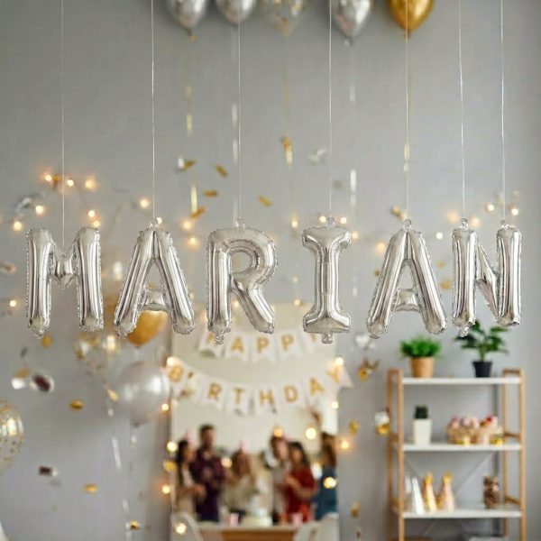 Baloane Folie Metalizate, Flippy, Set MARIAN, Heliu sau Aer, Pai inclus, 40 cm, Argintiu