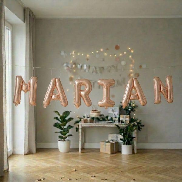 Baloane Folie Metalizate, Flippy, Set MARIAN, Heliu sau Aer, Pai inclus, 40 cm, Rose Gold