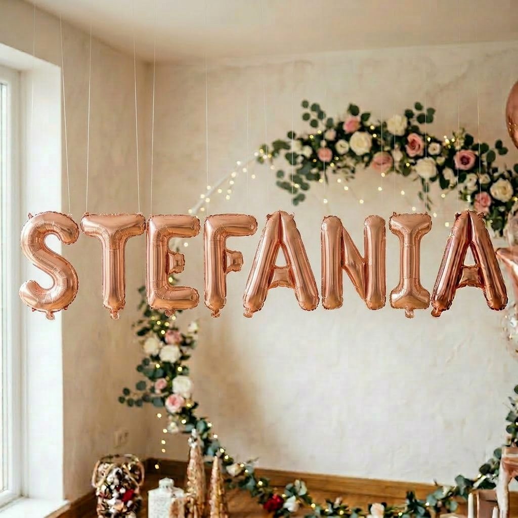Baloane Folie Metalizate, Flippy, Set STEFANIA, Heliu sau Aer, Pai inclus, 40 cm, Rose Gold