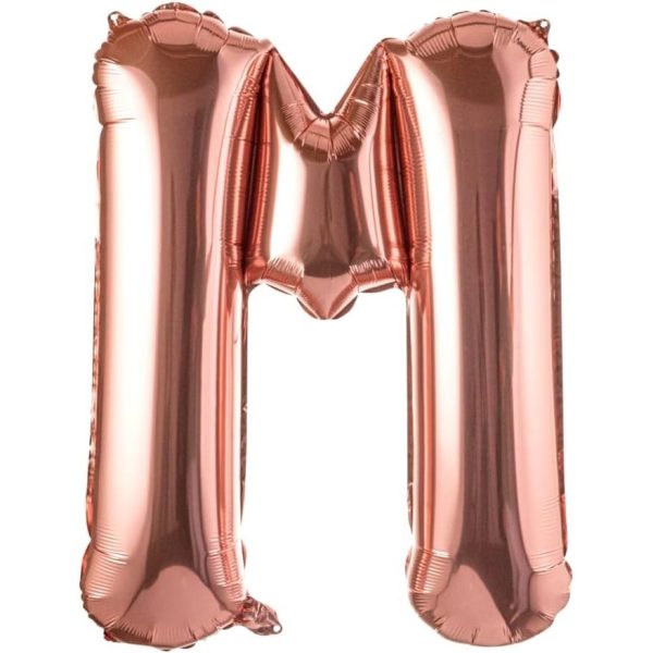 Balon Folie Metalizata Litera M, Flippy, 100 cm, Umflati cu Heliu sau Aer, Ambalaj Individual, Pai inclus, Rose Gold
