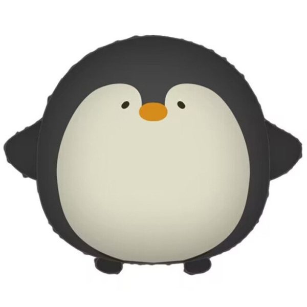 Balon din Folie Metalizata, Flippy, Figurina Animata, Model Pinguin, 54 x 48 cm, Ambalaj Individual, Pai Inclus, Umflare cu Aer sau Heliu, Negru