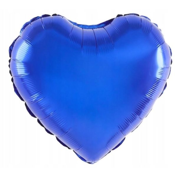 Balon din Folie Metalizata, Flippy, Figurina Inimioara, Model Simplu, Tematica Iubire, 40 cm, Ambalaj Individual, Pai Inclus, Umflare cu Aer sau Heliu, Albastru