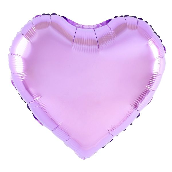 Balon din Folie Metalizata, Flippy, Figurina Inimioara, Model Simplu, Tematica Iubire, 40 cm, Ambalaj Individual, Pai Inclus, Umflare cu Aer sau Heliu, Mov Deschis