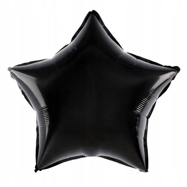 Balon din Folie Metalizata, Flippy, Figurina Stea, Model Simplu, Tematica Aniversare, 40 cm, Ambalaj Individual, Pai Inclus, Umflare cu Aer sau Heliu, Negru