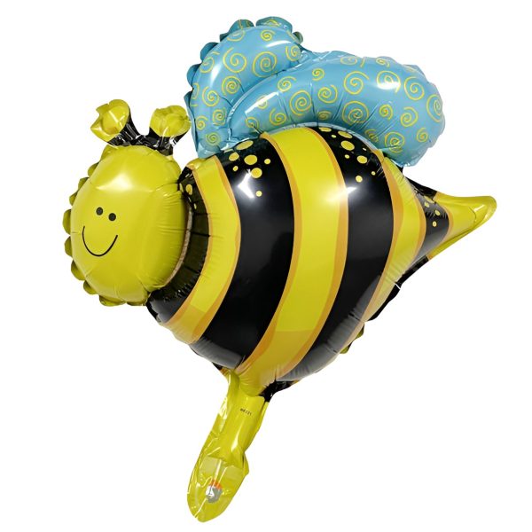 Balon din Folie Metalizata, Flippy, Mini Figurine, Model Albinuță, 36x42cm, Ambalaj Individual, Pai Inclus, Umflare cu Aer sau Heliu, Multicolor