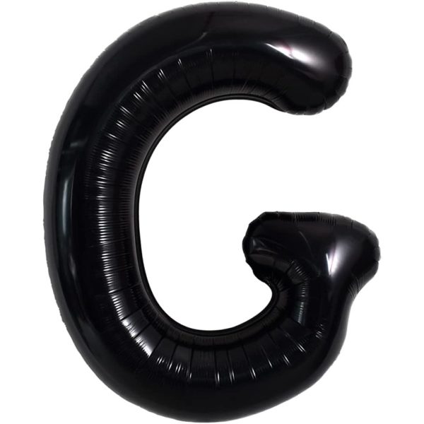 Balon Folie Metalizata Litera G, Flippy, 40 cm, Umflati cu Heliu sau Aer, Ambalaj Individual, Pai inclus, Negru