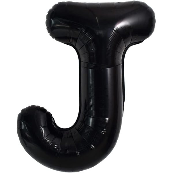 Balon Folie Metalizata Litera J, Flippy, 40 cm, Umflati cu Heliu sau Aer, Ambalaj Individual, Pai inclus, Negru