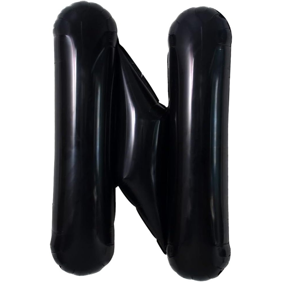 Balon Folie Metalizata Litera N, Flippy, 40 cm, Umflati cu Heliu sau Aer, Ambalaj Individual, Pai inclus, Negru